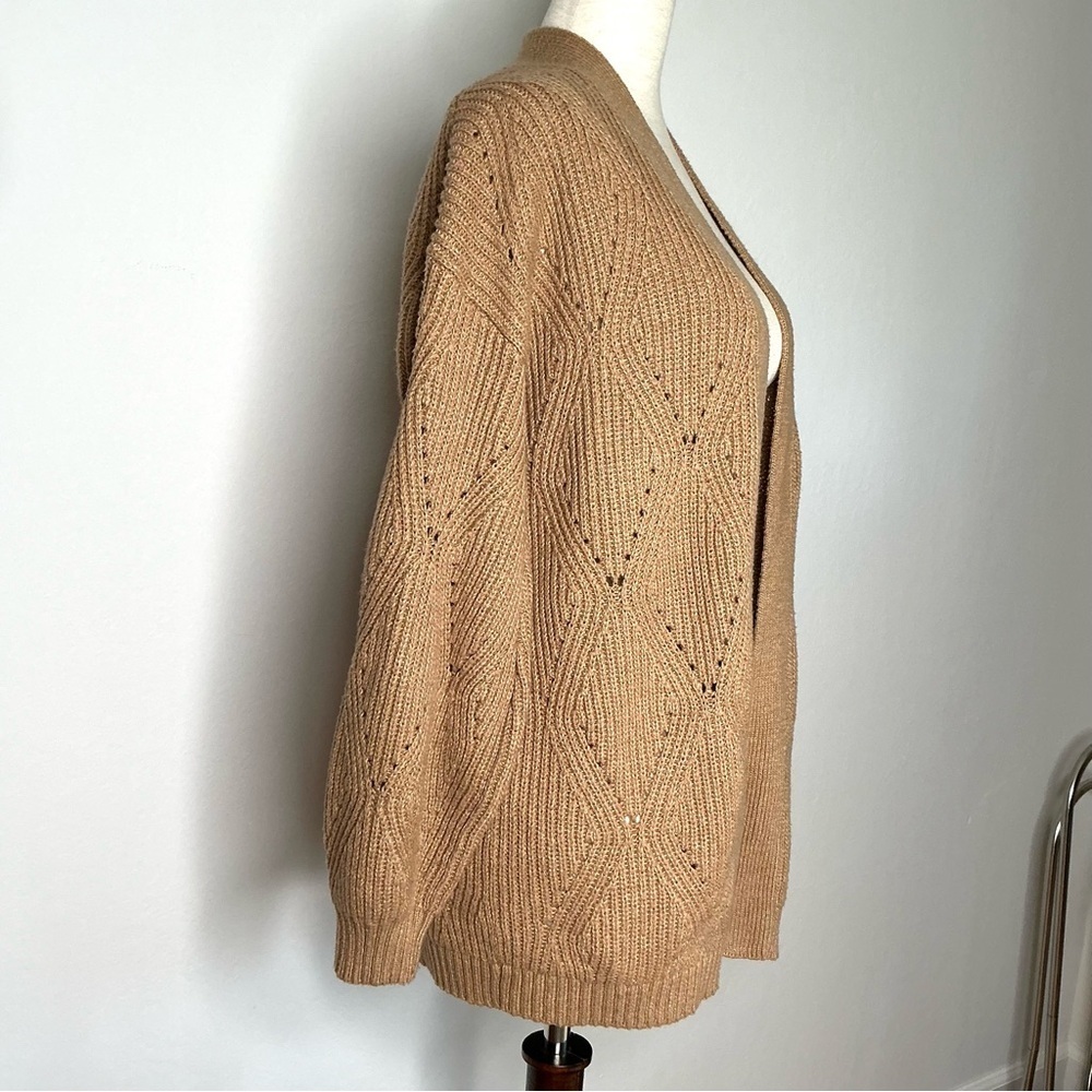 Cozy Tan Knit Cardigan Sweater Size Medium - Picture 6 of 15
